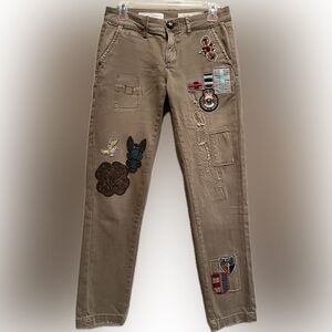 Pilcro and the Letterpress Patchwork Hyphen Cotton Chinos Anthropologie -Size 25